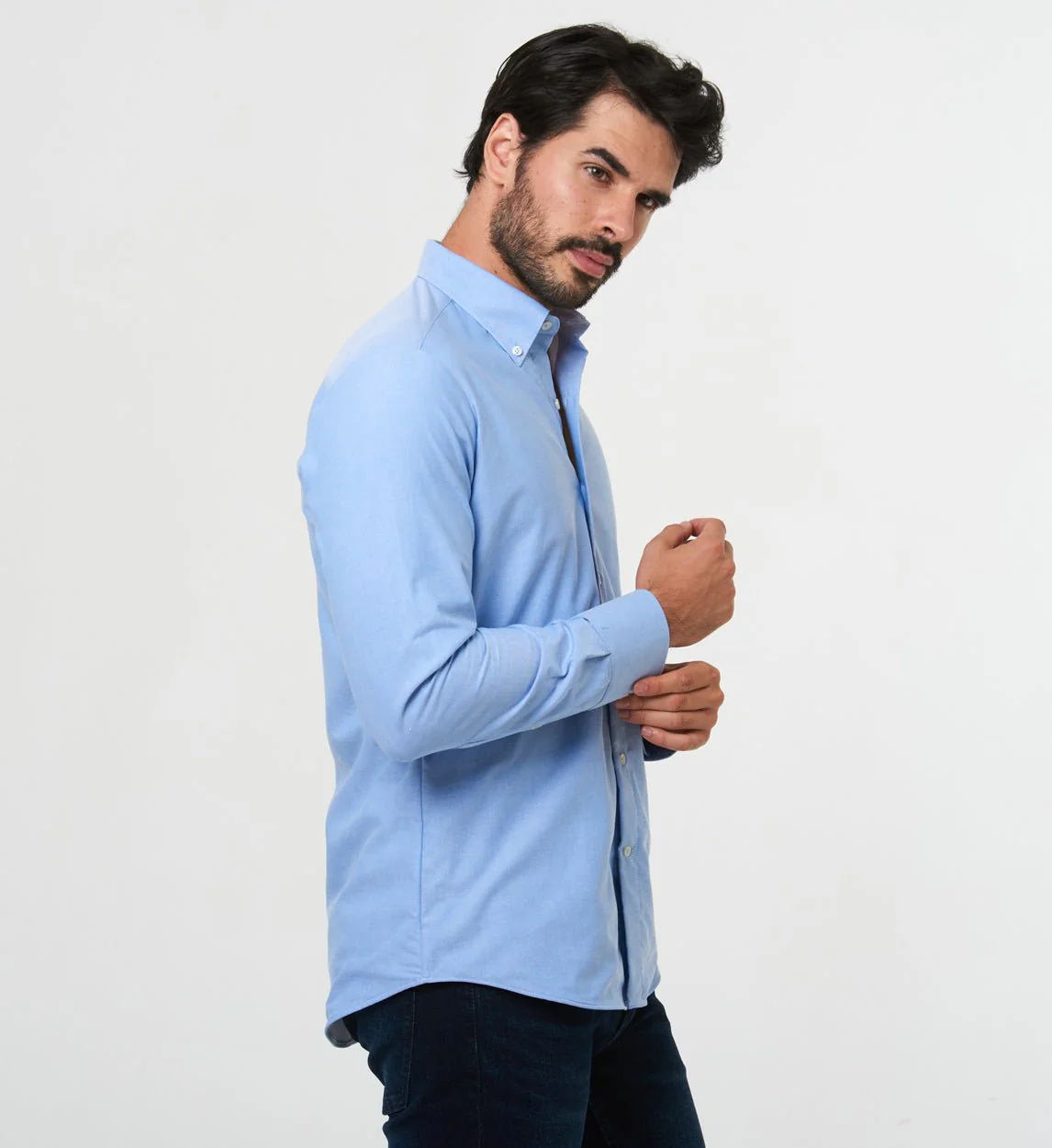 Camisa Antisudor Casual Oxford Azul - Image 4