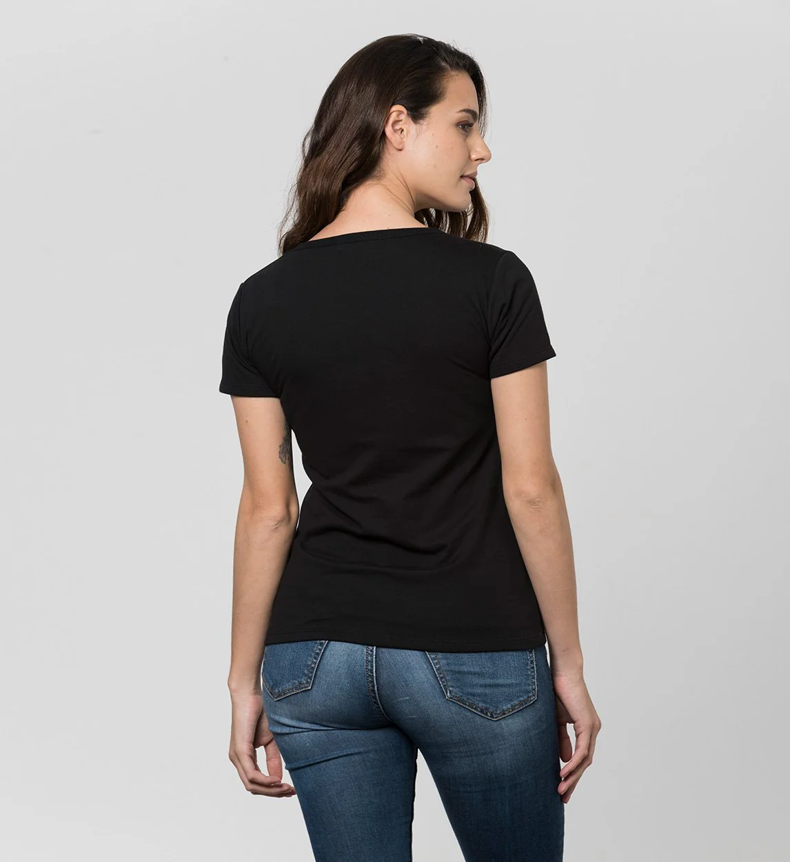 Camiseta mujer antisudor cuello escotado Negro - Image 5